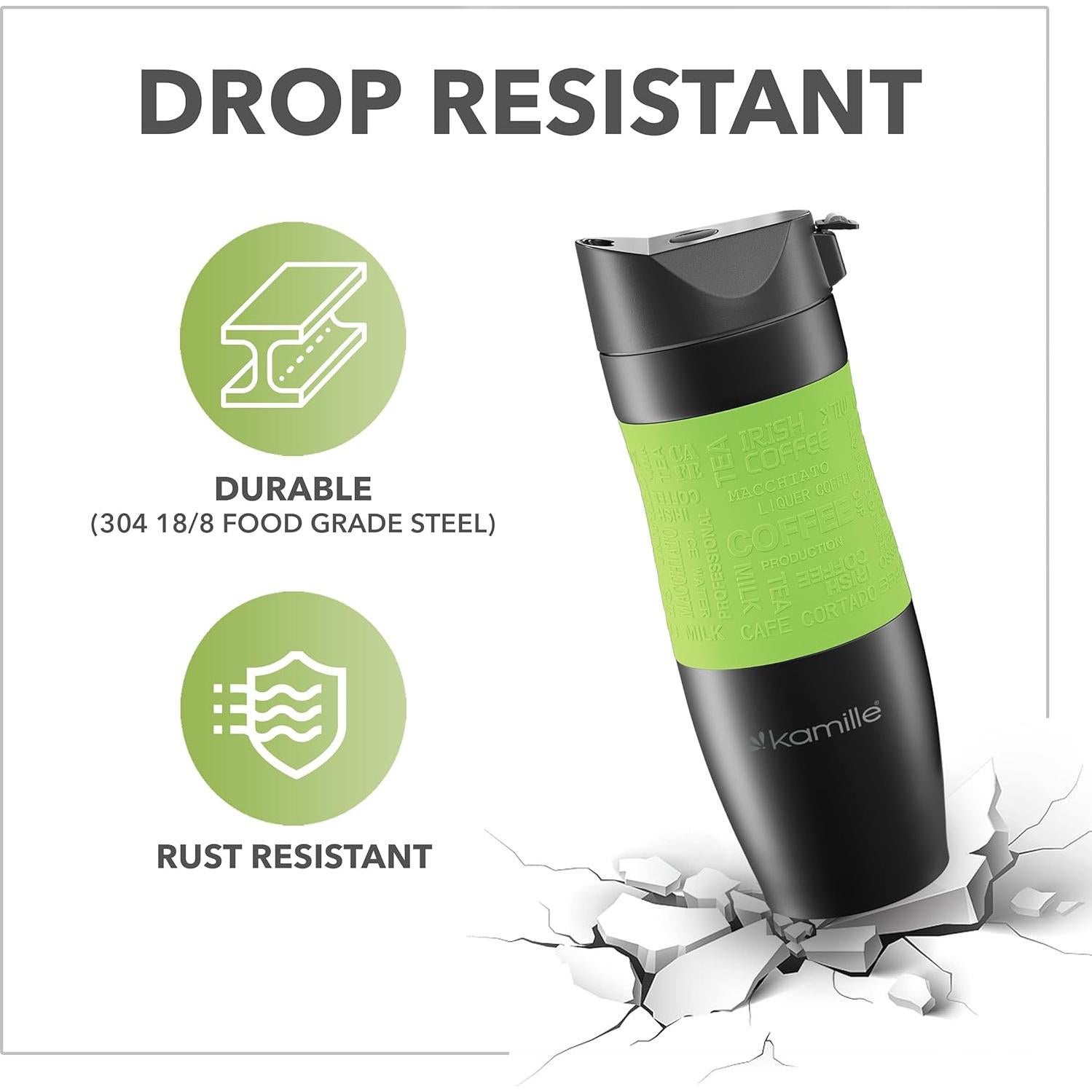 Taza de Viaje Kamille Acero Inoxidable 0.47L Verde