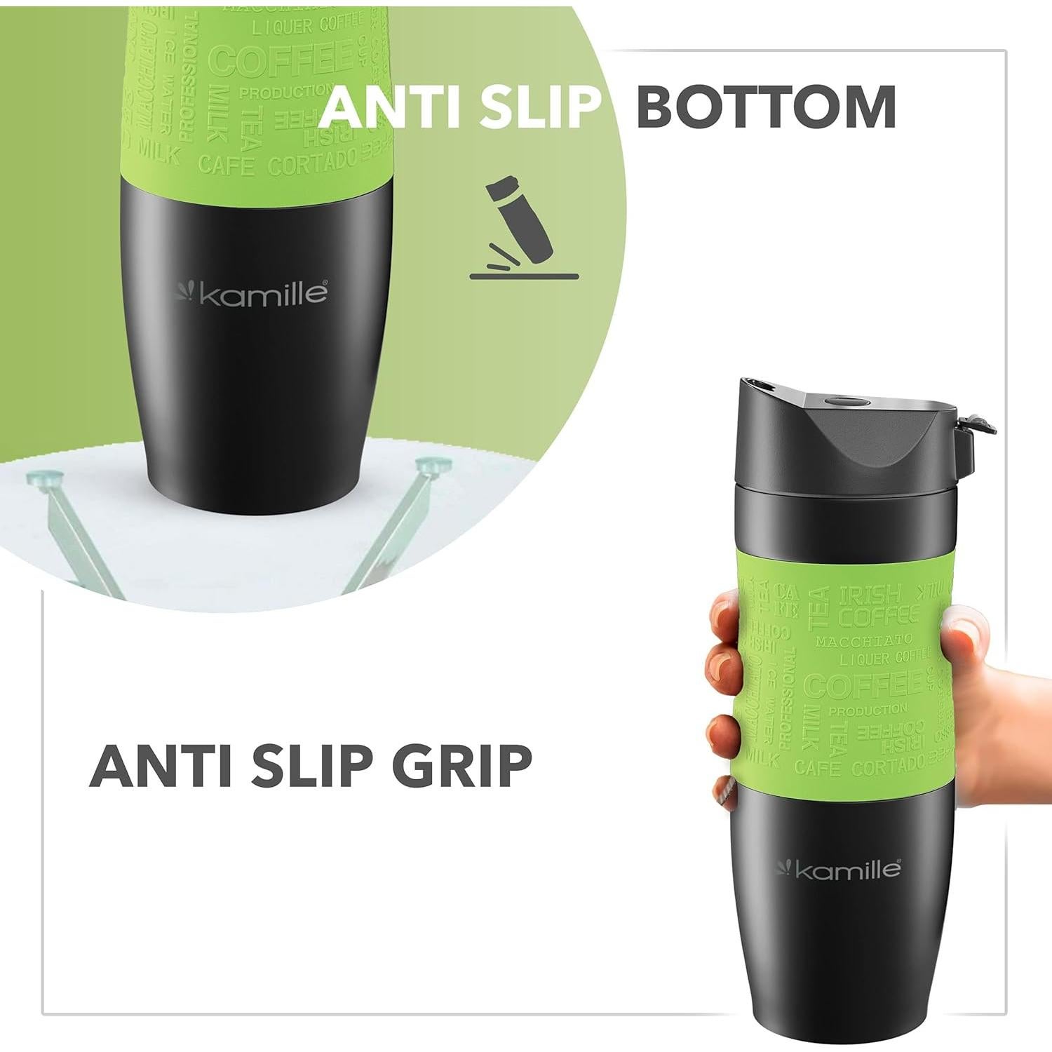 Taza de Viaje Kamille Acero Inoxidable 0.47L Verde