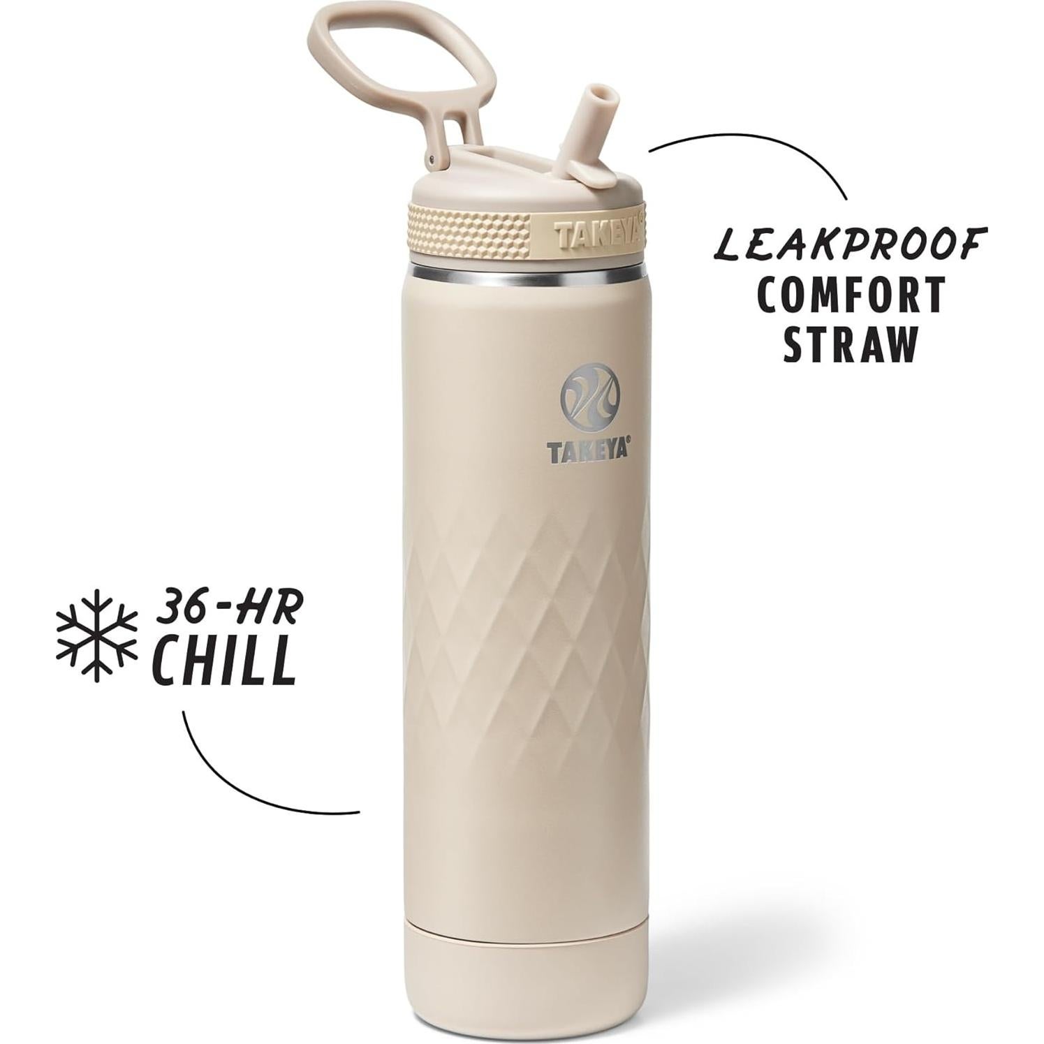 Botella de Agua Triple Aislada Takeya Sport 651 ml - Almendra