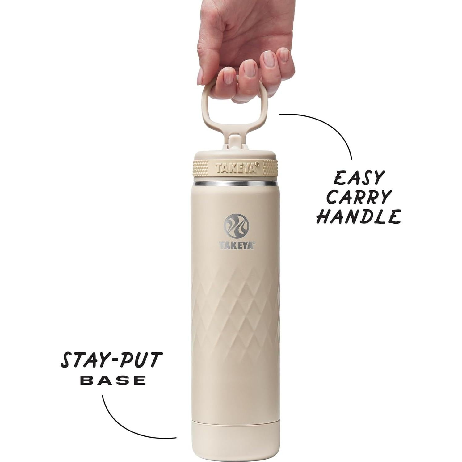 Botella de Agua Triple Aislada Takeya Sport 651 ml - Almendra