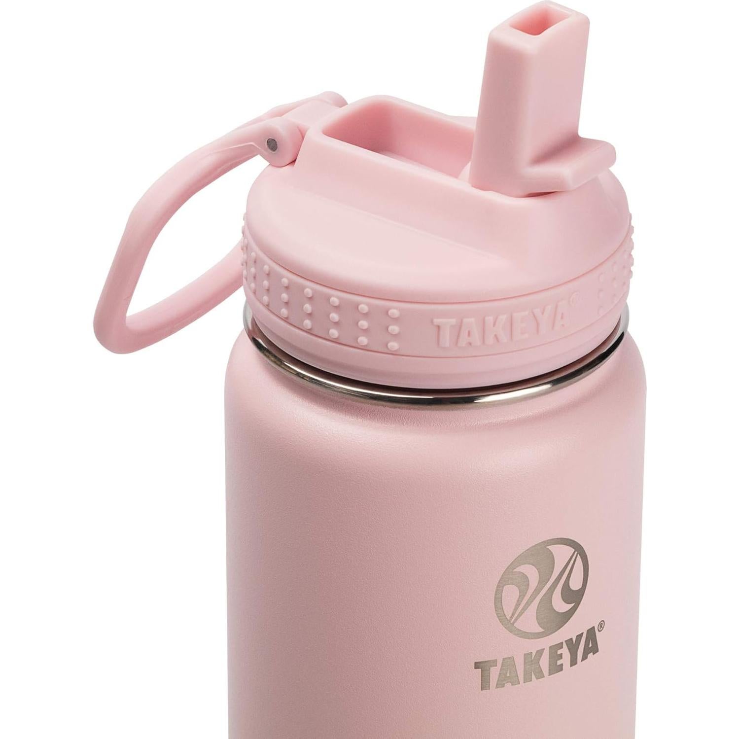 Botella de Agua Takeya Actives 650 ml Rosa con Tapa de Popote