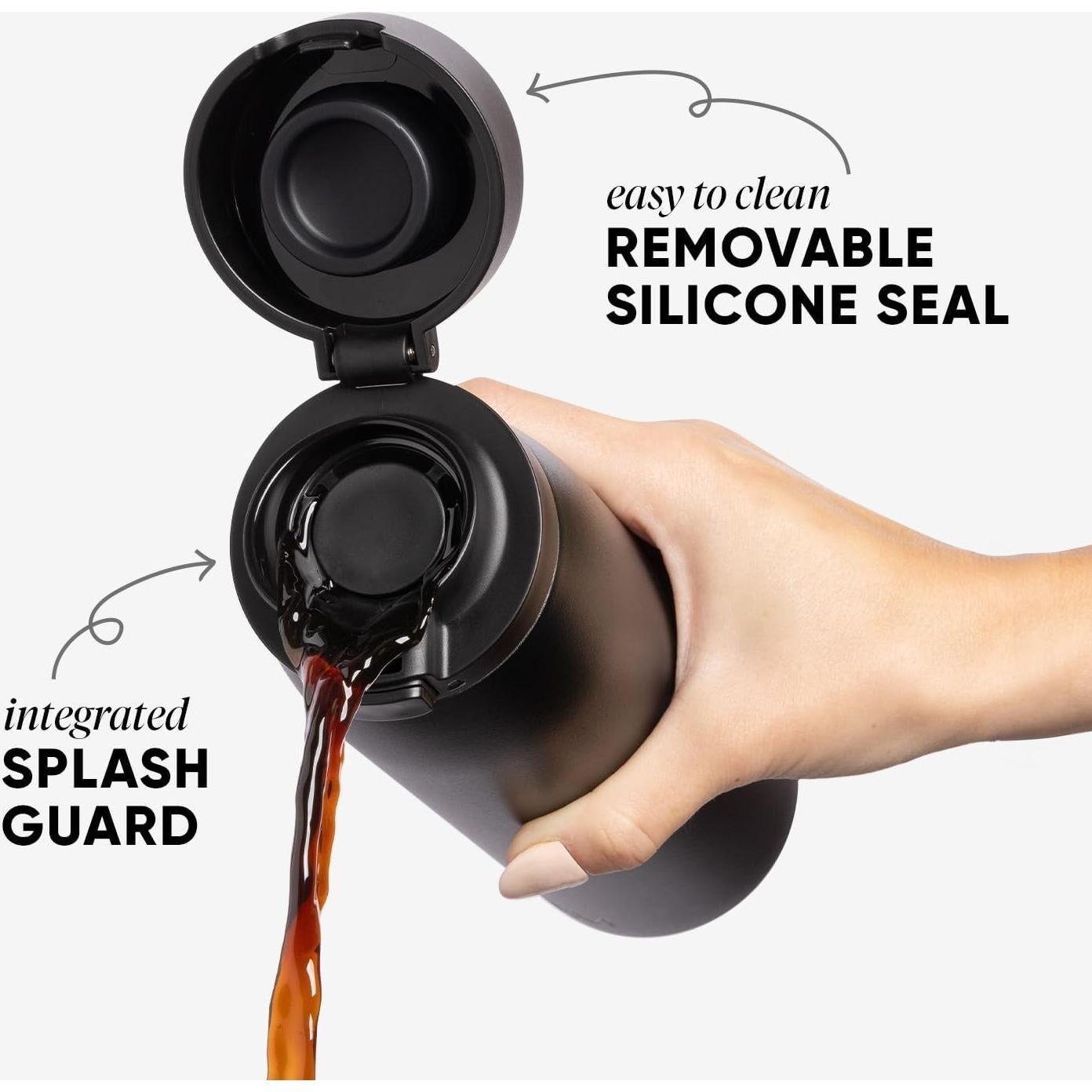 Taza de Café de Viaje Simple Modern 16oz Aislada Cerámica Negra