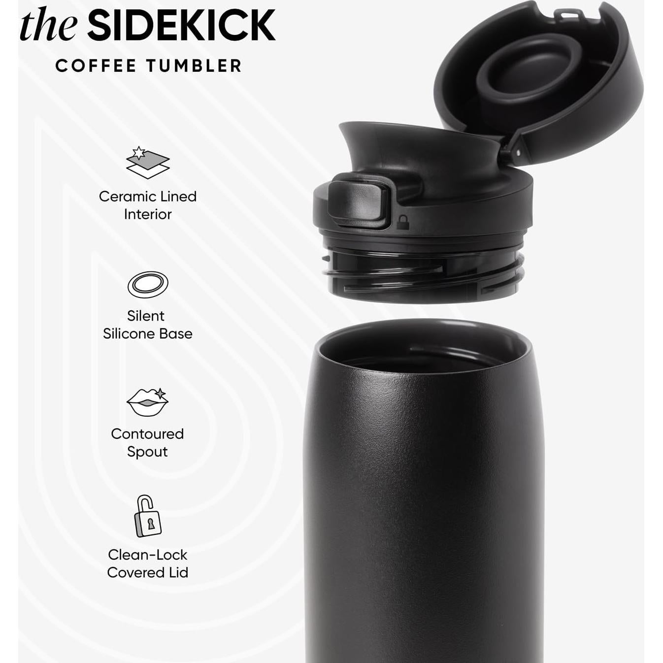 Taza de Café de Viaje Simple Modern 16oz Aislada Cerámica Negra