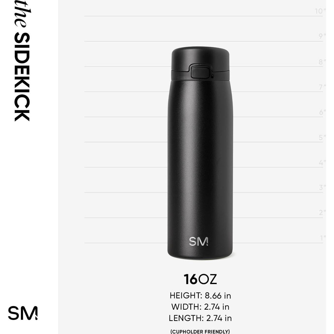 Taza de Café de Viaje Simple Modern 16oz Aislada Cerámica Negra