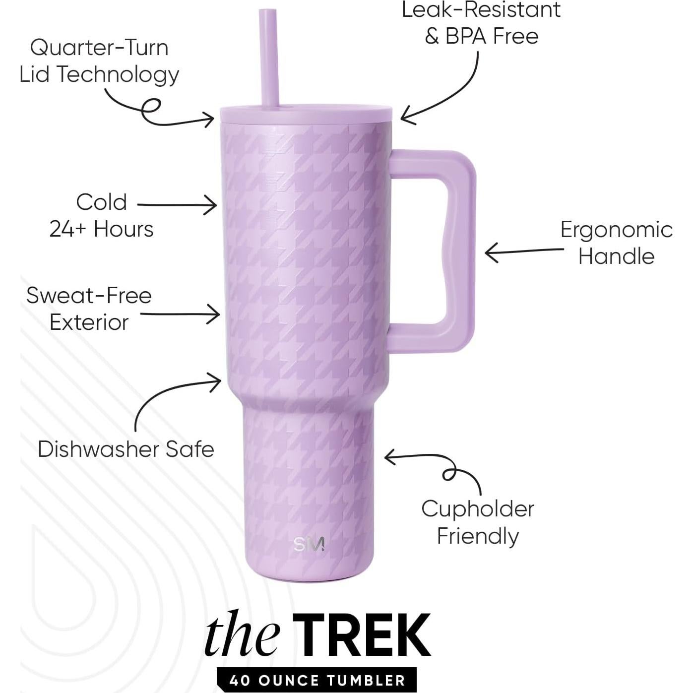 Taza Aislada Simple Modern Trek 40 oz Houndstooth Morado