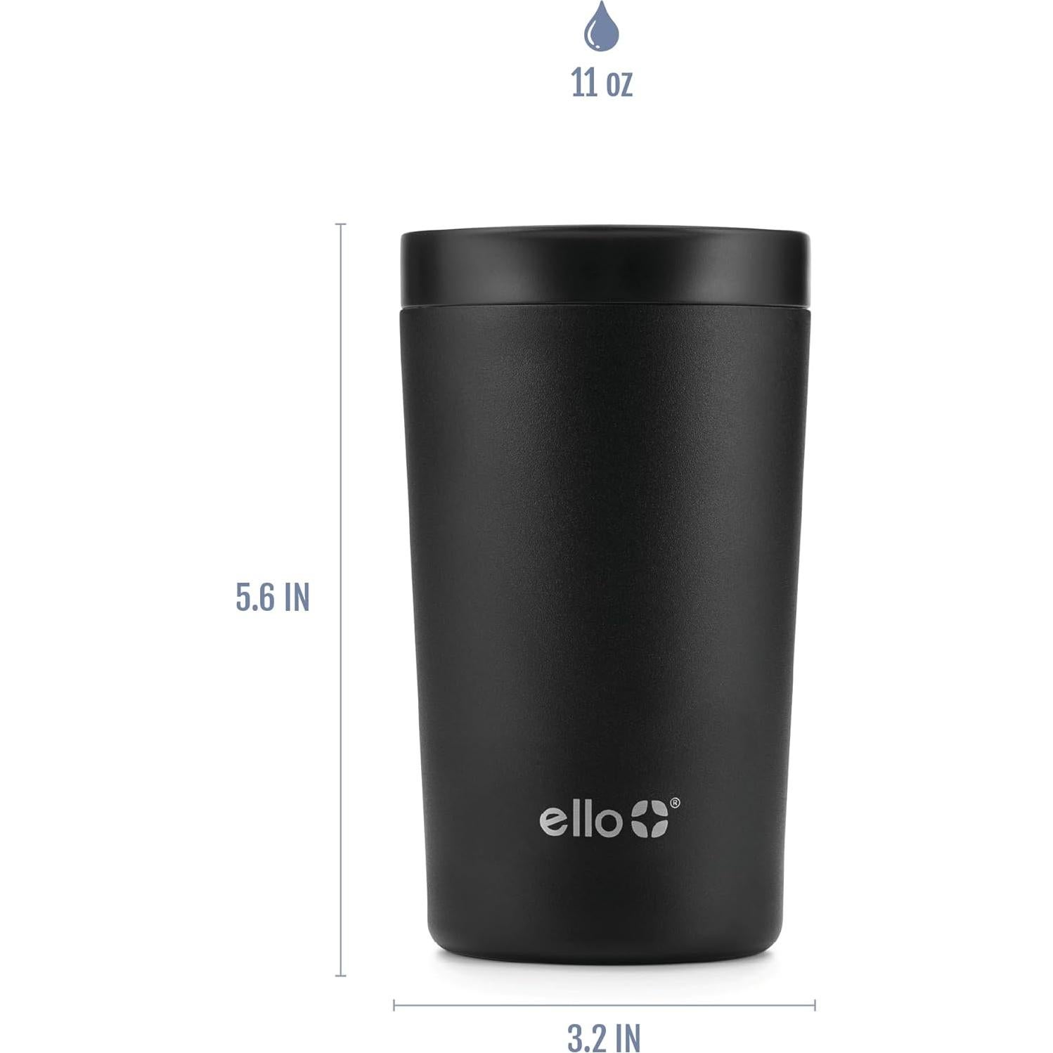 Taza de Viaje Ello Jones Acero Inoxidable 311ml Negra