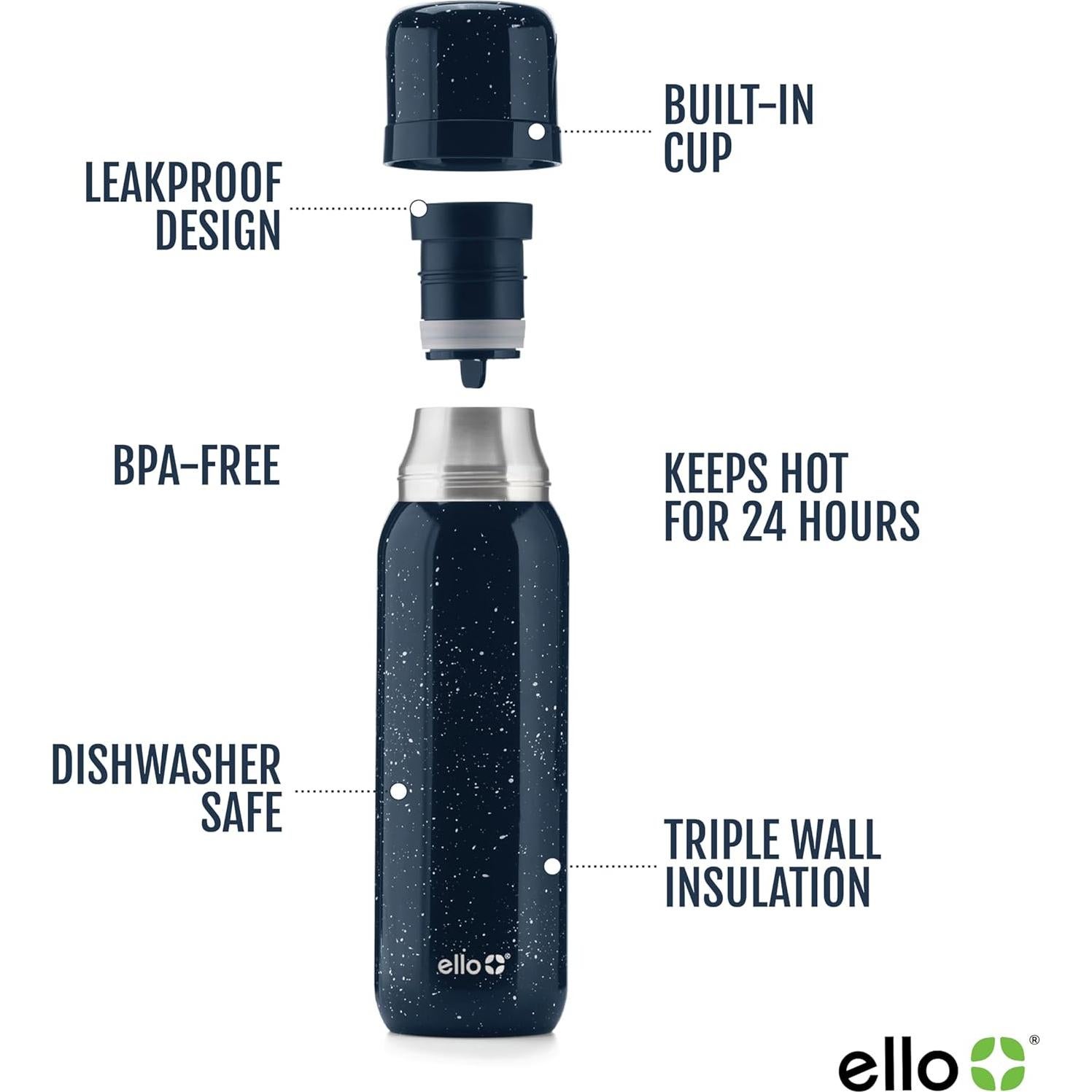 Termo Ello Therma 32oz Acero Inoxidable Aislado Azul