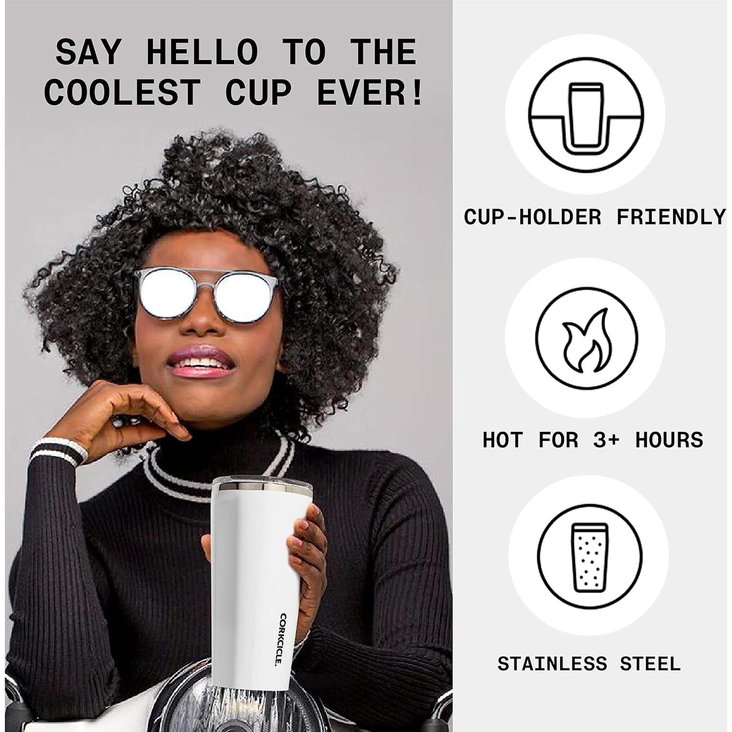 Botella Tumbler Aislada Corkcicle 16 oz Blanco Acero Inoxidable