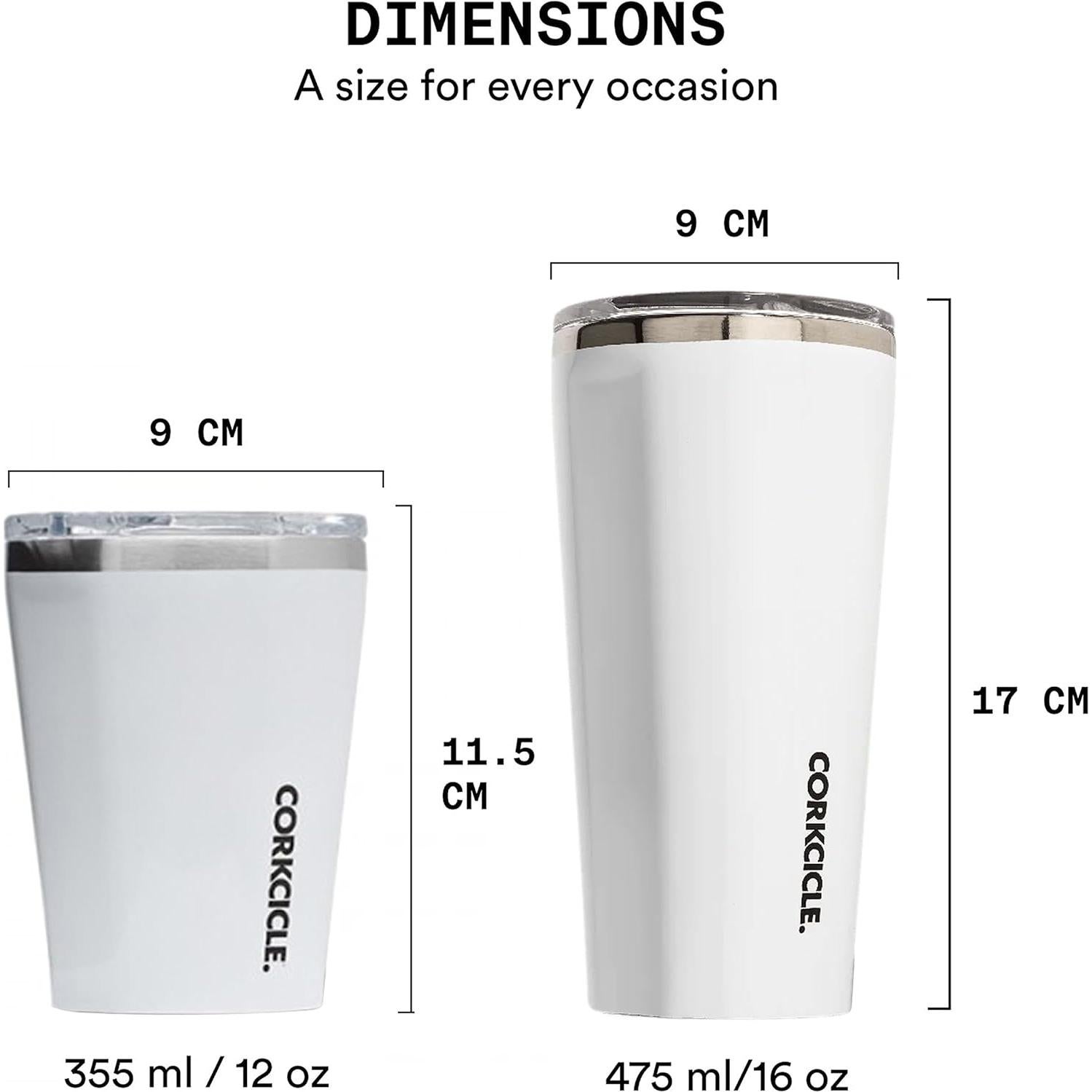 Botella Tumbler Aislada Corkcicle 16 oz Blanco Acero Inoxidable