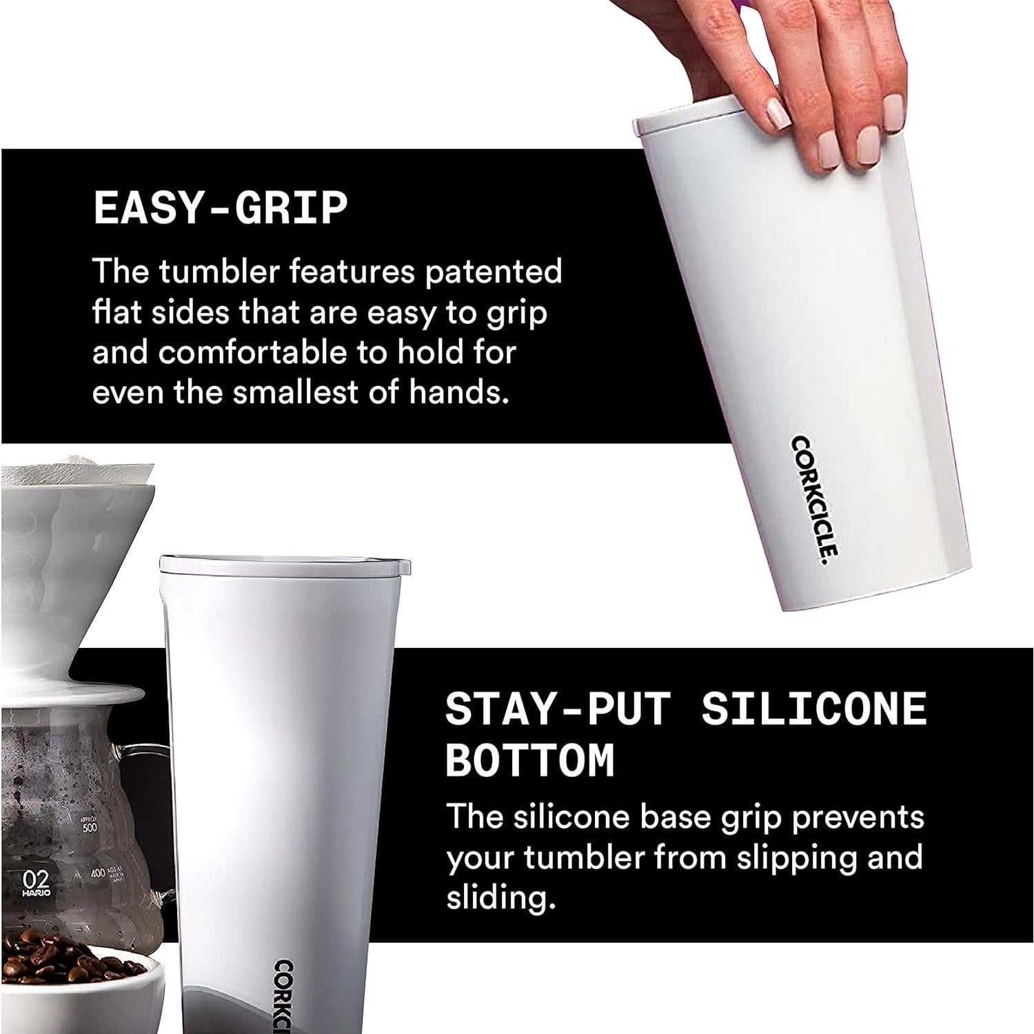 Botella Tumbler Aislada Corkcicle 16 oz Blanco Acero Inoxidable