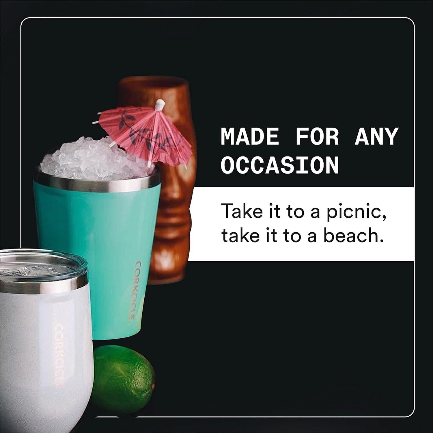 Botella Tumbler Aislada Corkcicle 16 oz Blanco Acero Inoxidable