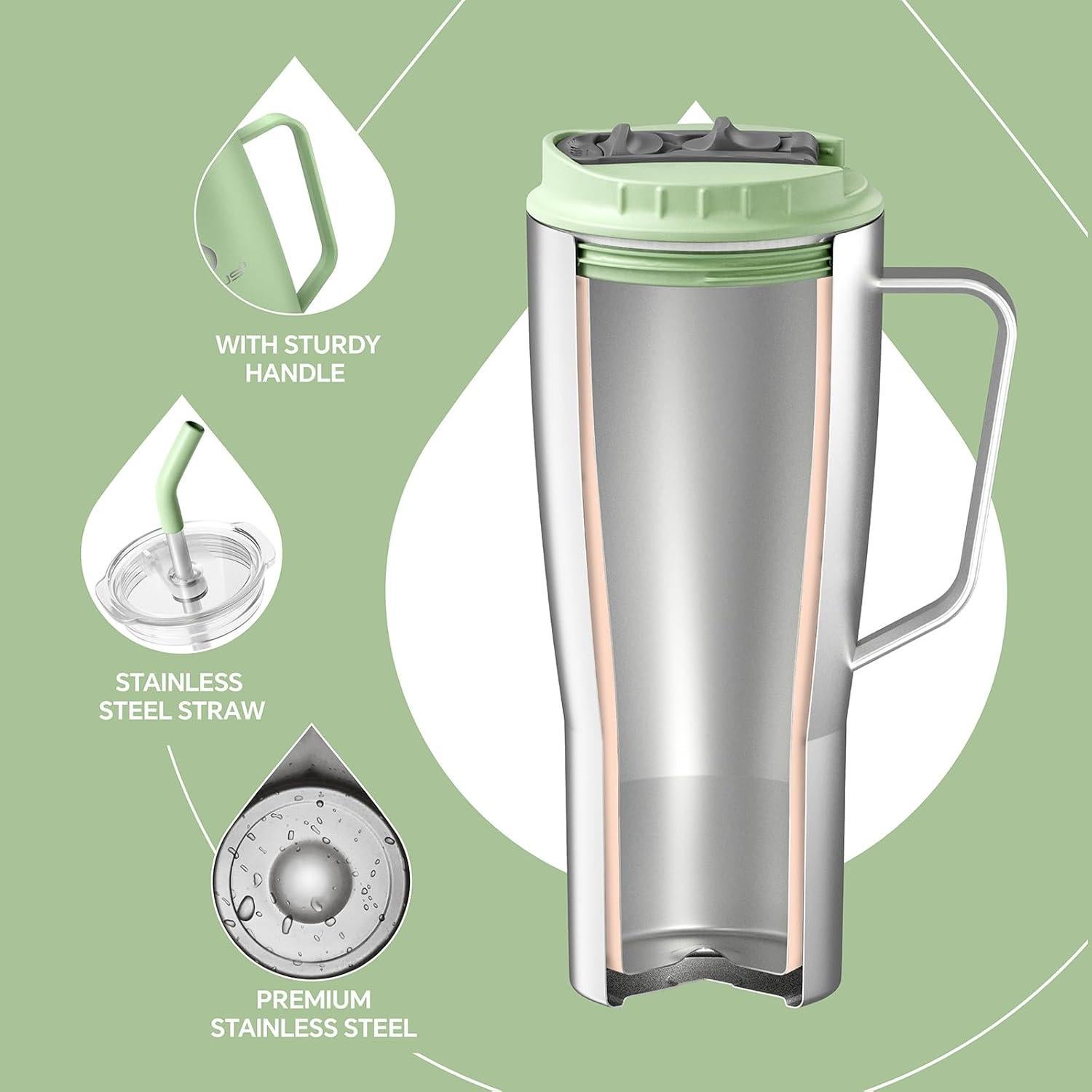 Vaso Aislado de Acero Inoxidable Ideus 32 oz Verde Aguacate