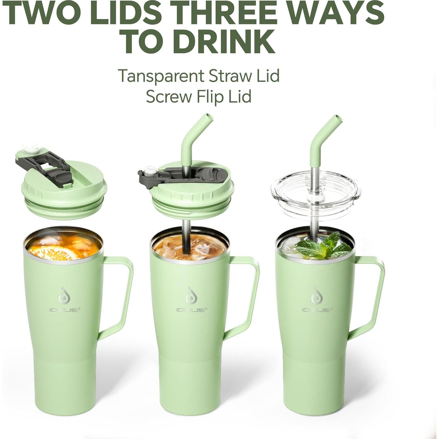 Vaso Aislado de Acero Inoxidable Ideus 32 oz Verde Aguacate