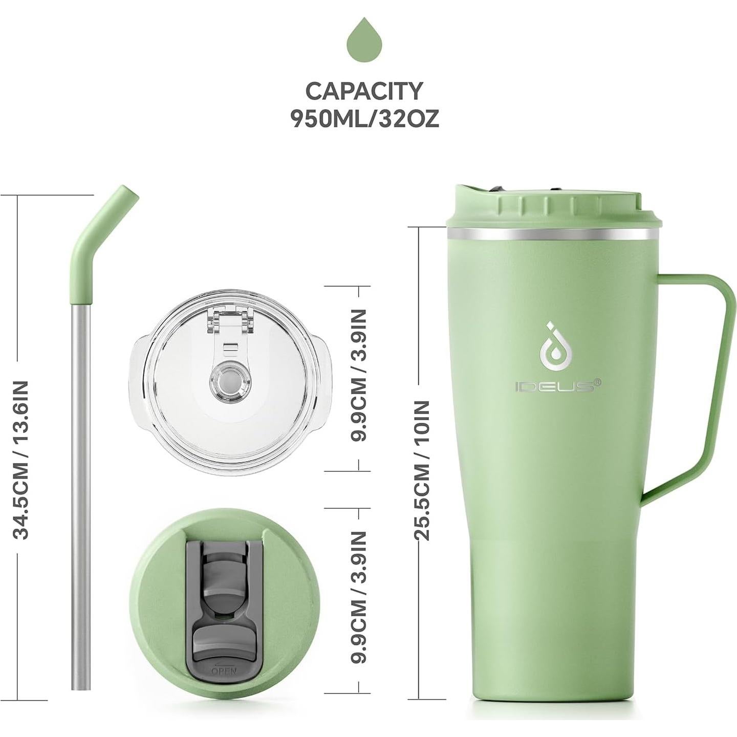 Vaso Aislado de Acero Inoxidable Ideus 32 oz Verde Aguacate