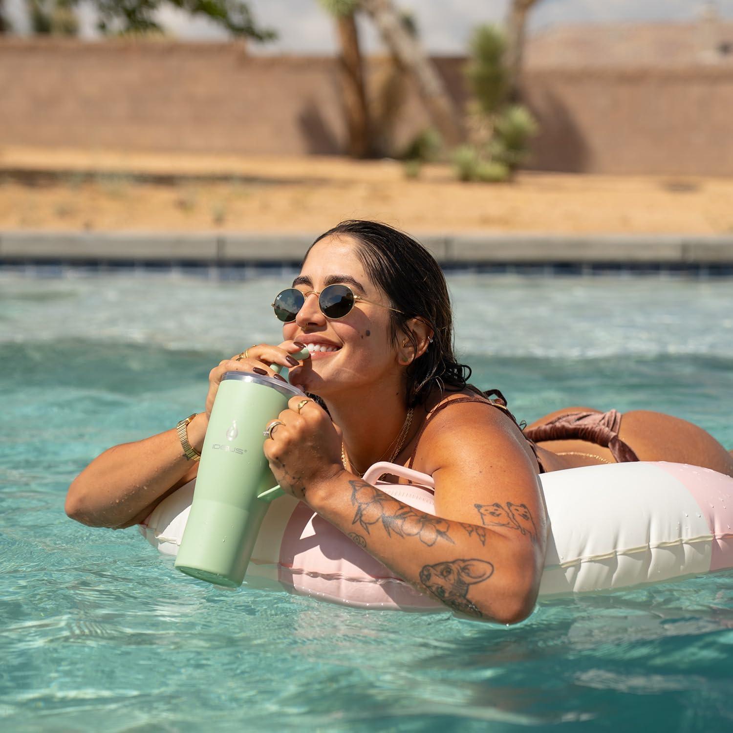 Vaso Aislado de Acero Inoxidable Ideus 32 oz Verde Aguacate