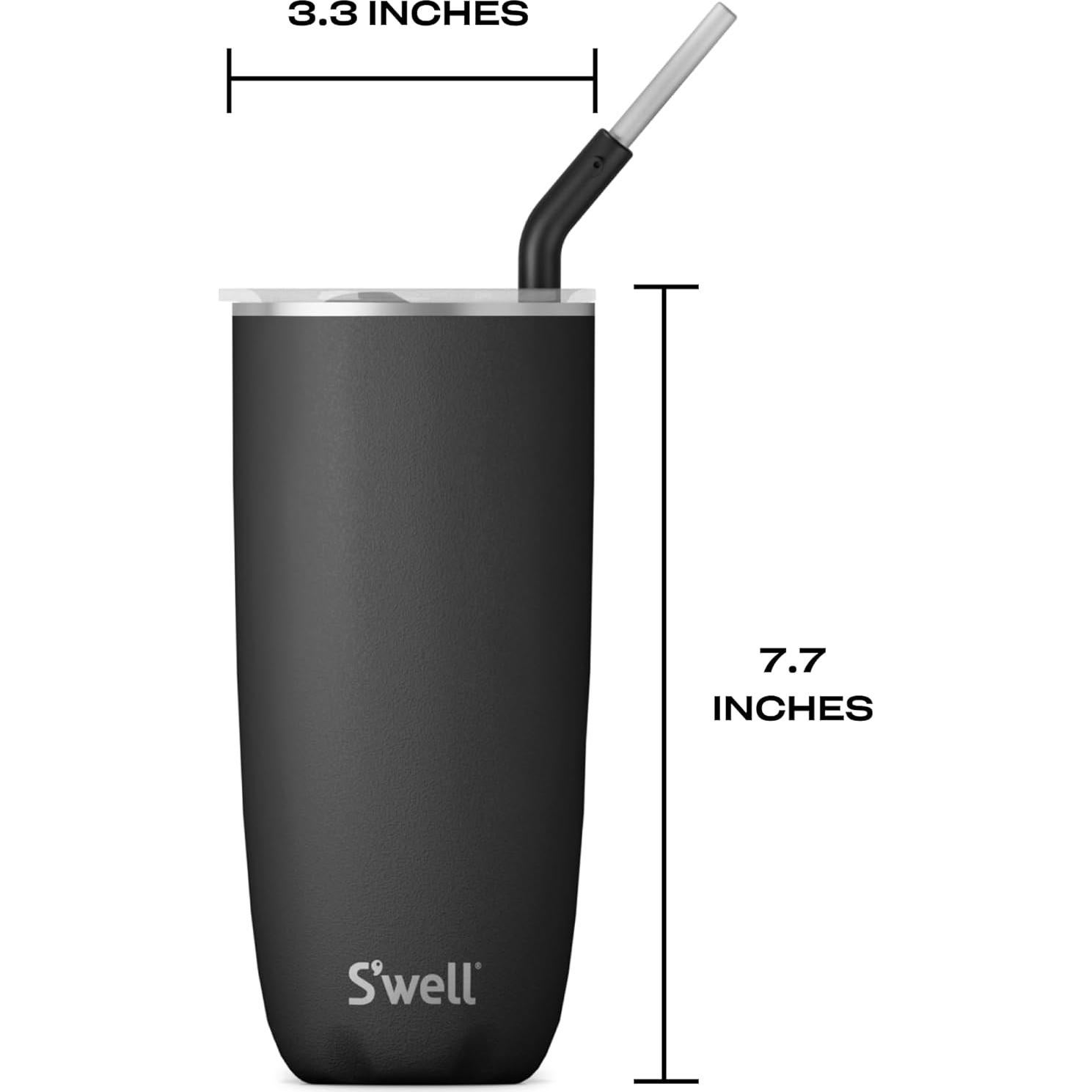 Vaso S'well Acero Inoxidable 24oz Aislado con Popote Ónix