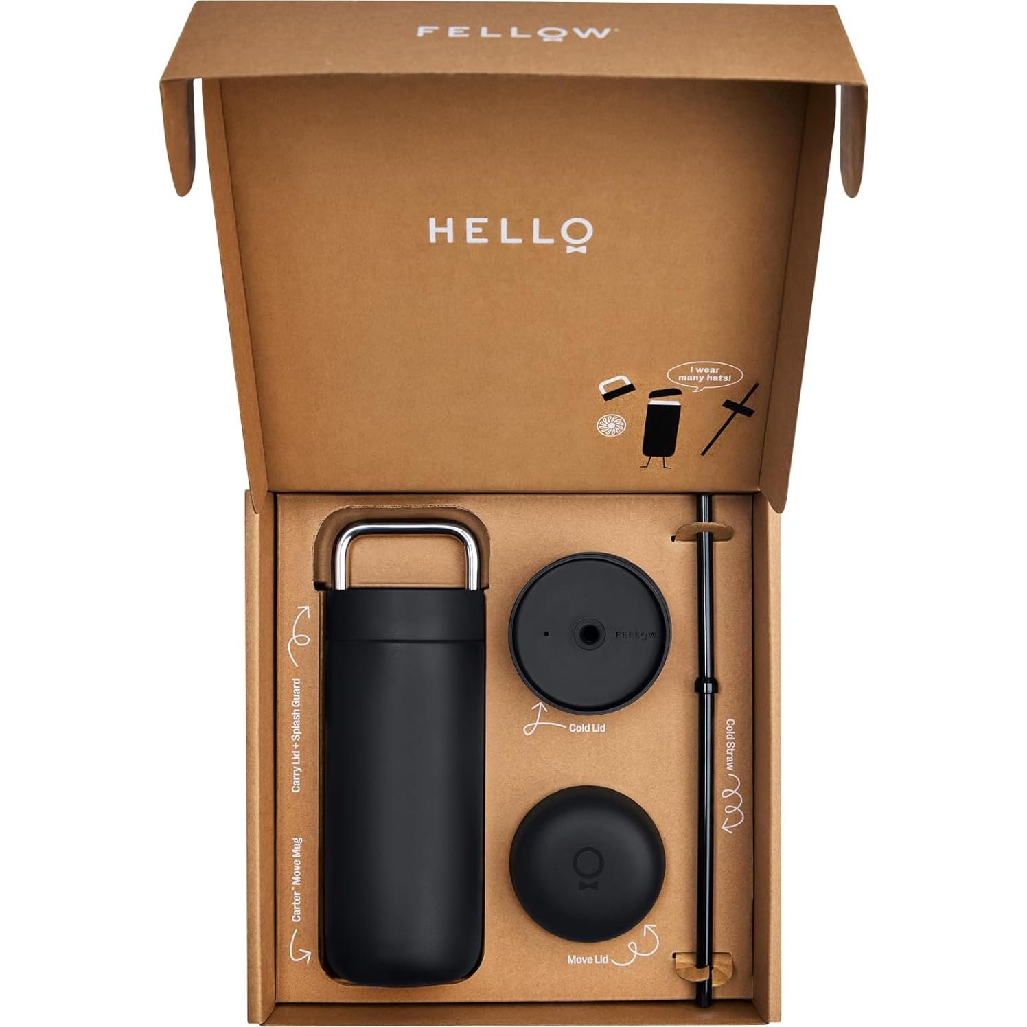 Taza de Viaje Fellow Carter 16 oz Aislada Cerámica Negro Mate