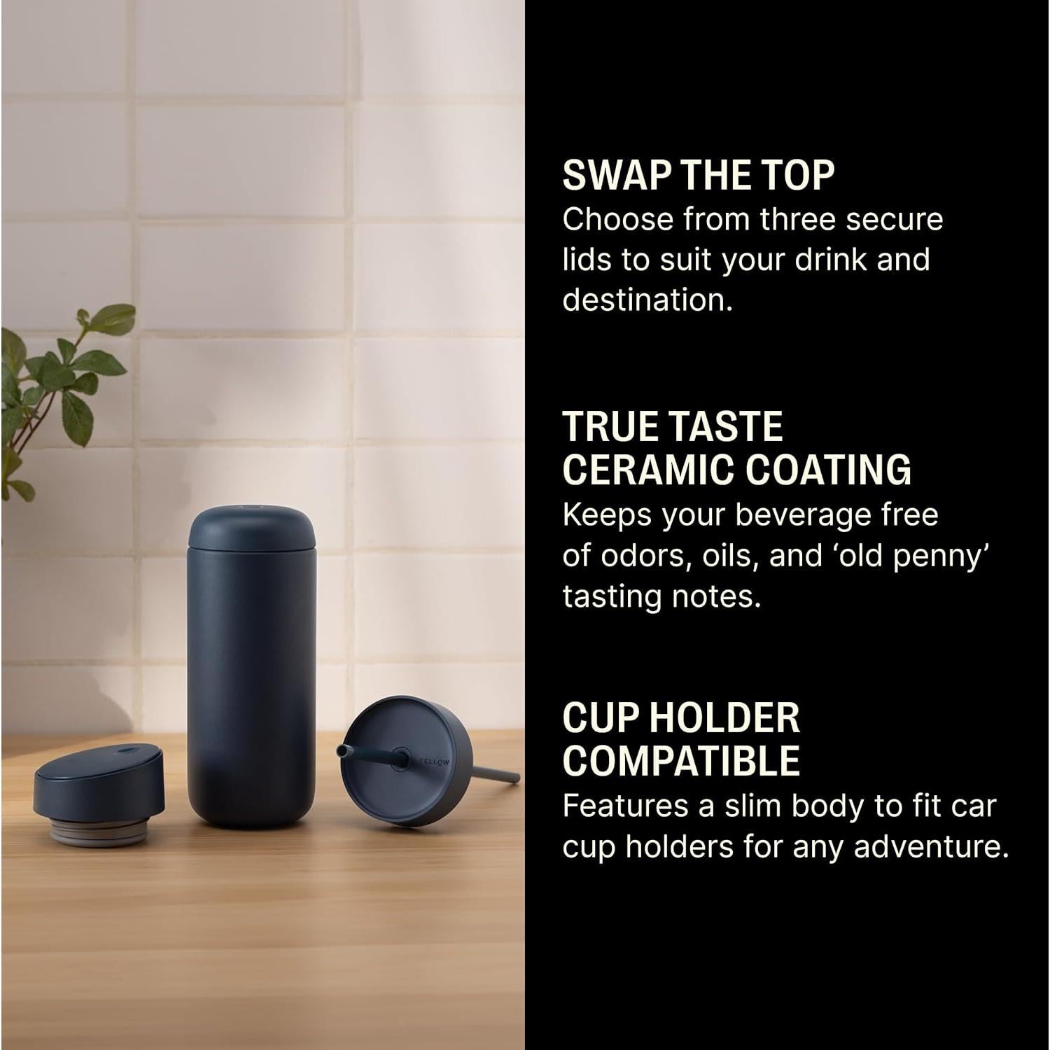 Taza de Viaje Fellow 16 oz Azul Piedra Aislada Cerámica