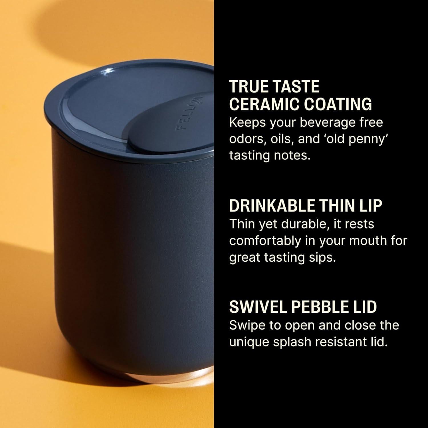 Vaso Aislado Fellow Rocky 10 oz Acero Inoxidable Cerámica Azul