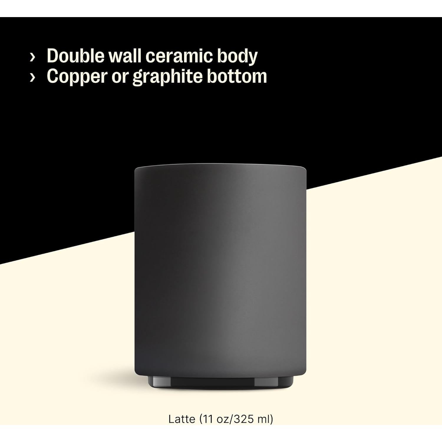 Taza de Cerámica Fellow Monty 325 ml Negro Mate Doble Pared