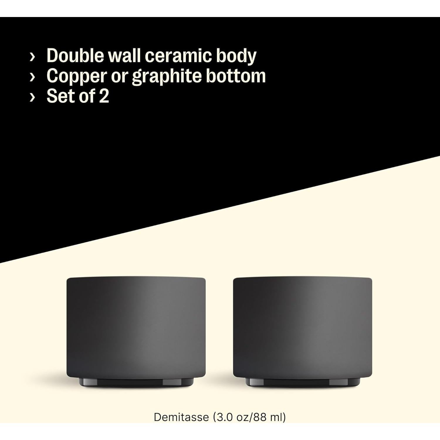 Tazas de Espresso Fellow Monty - Cerámica Doble Pared 3 oz (Set de 2)