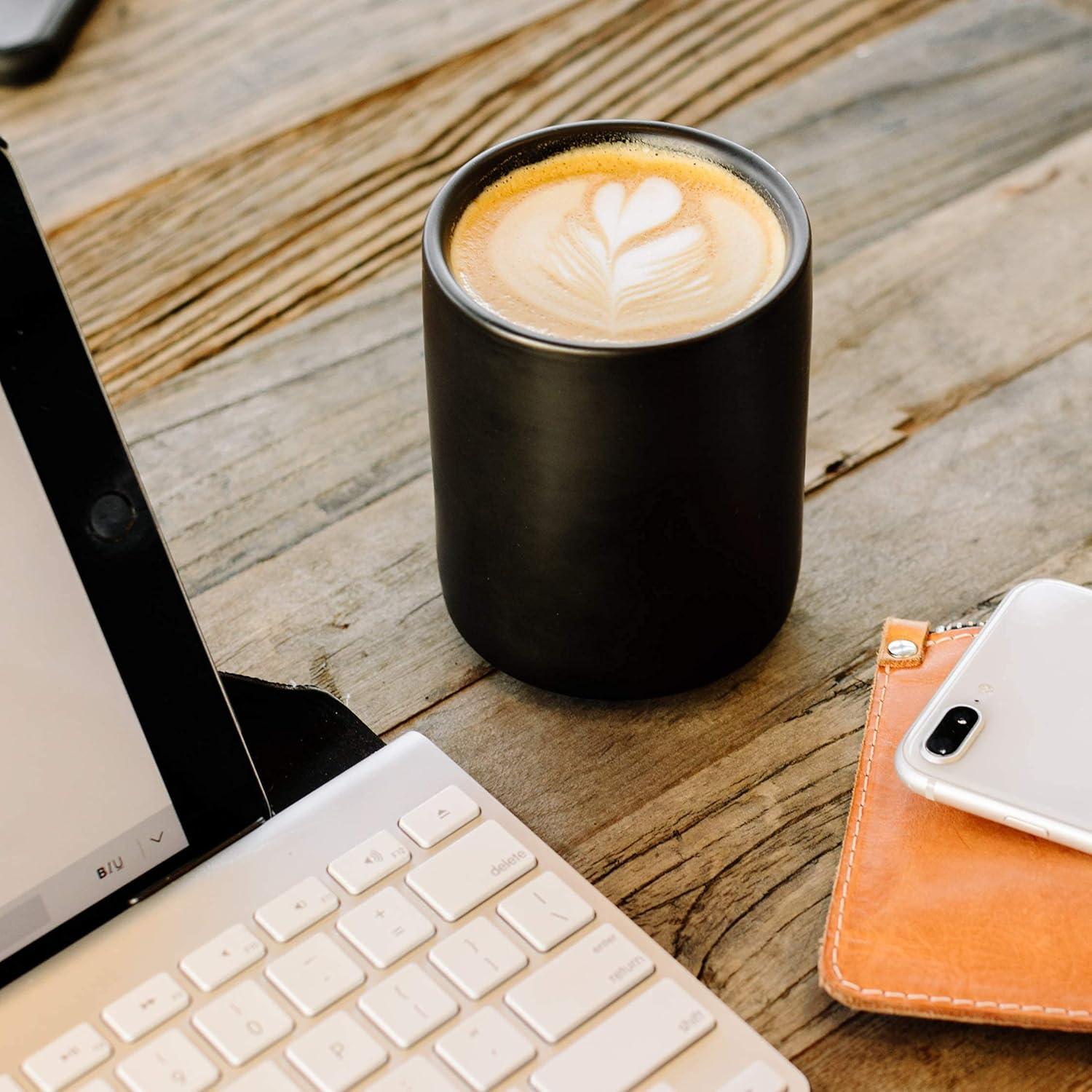 Tazas de Latte Fellow Monty - Cerámica Doble Pared 11 oz - Set de 2