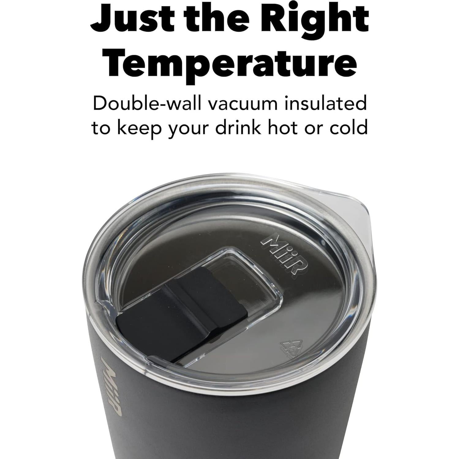 Vaso Aislado MiiR 355ml Acero Inoxidable Negro con Tapa