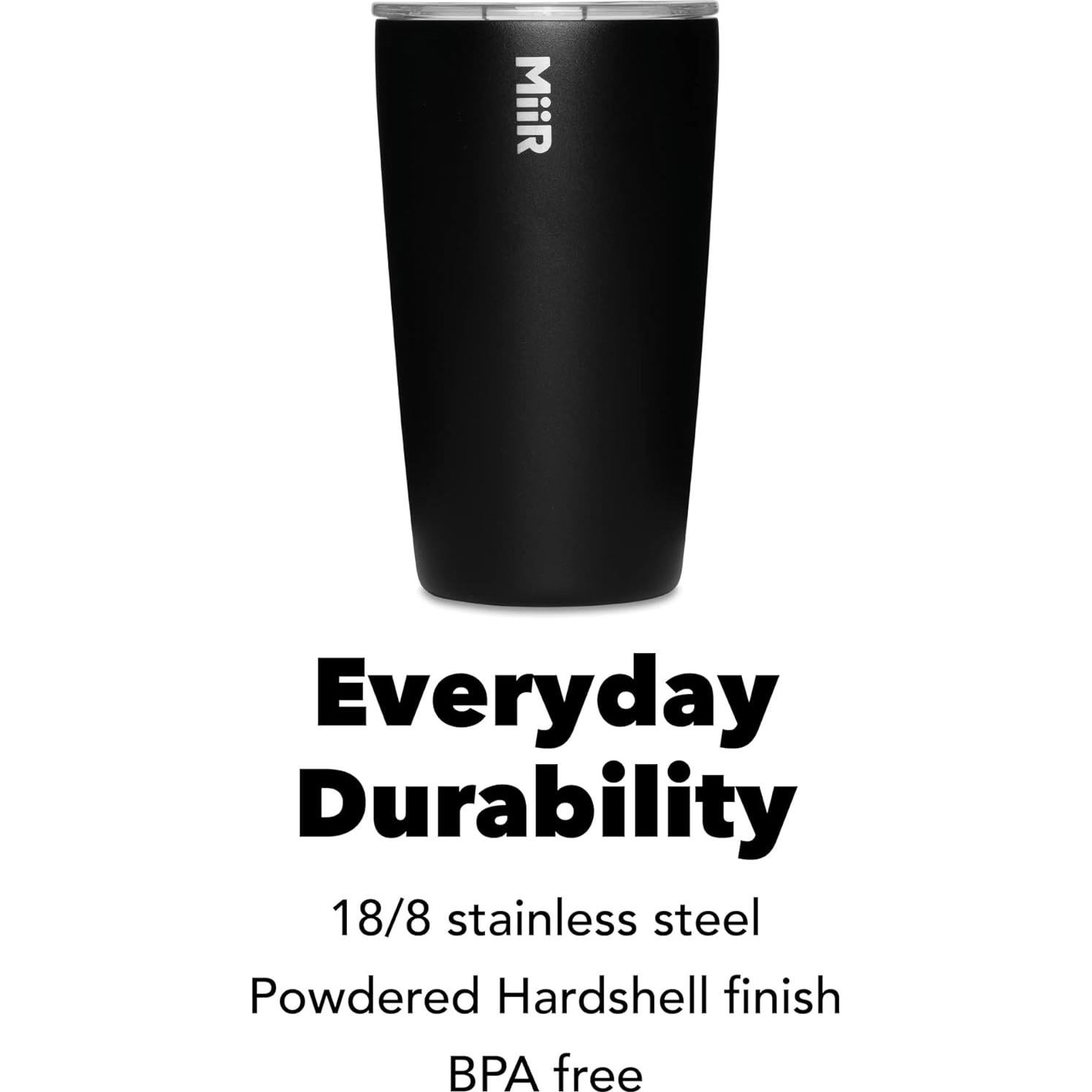 Vaso Aislado MiiR 355ml Acero Inoxidable Negro con Tapa