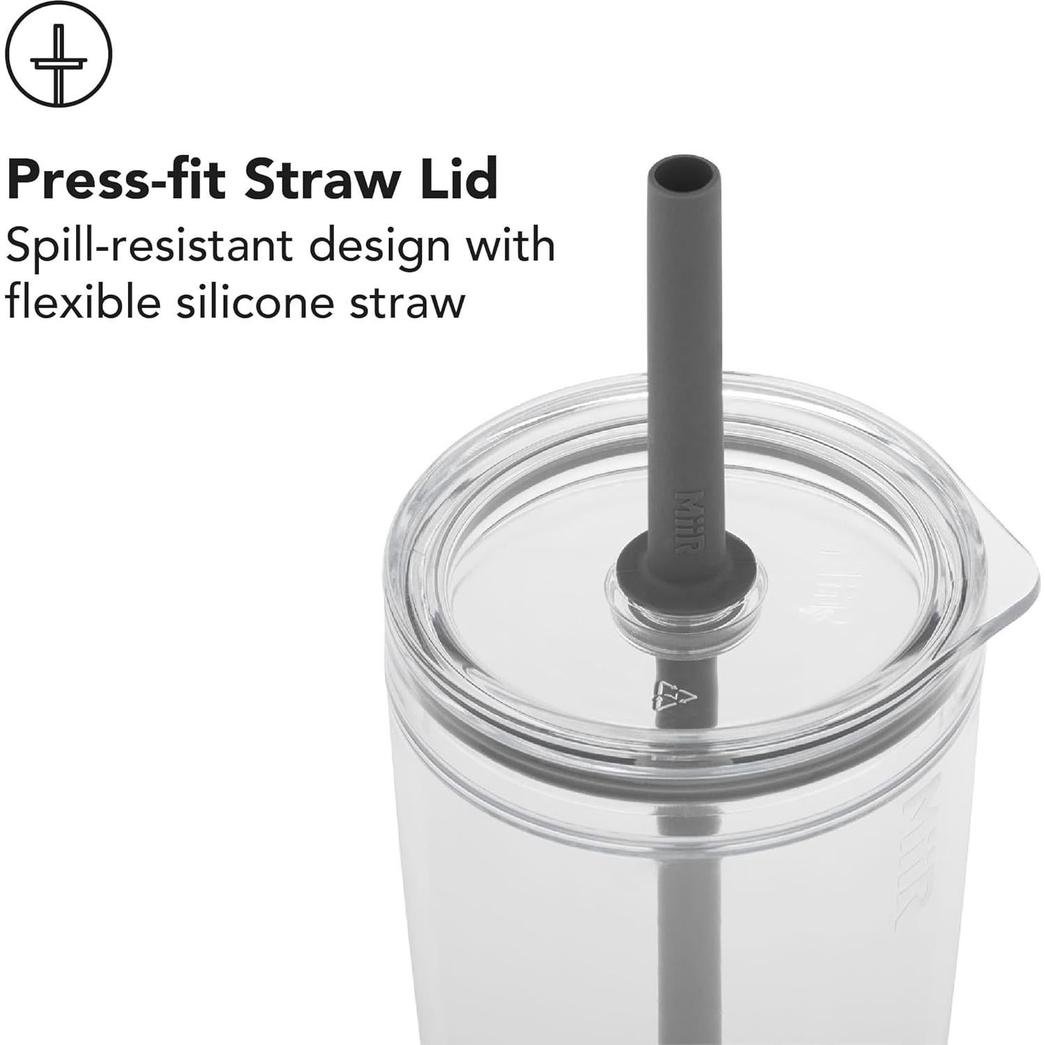 Vaso MiiR Everywhere 16oz Doble Pared con Popote Transparente