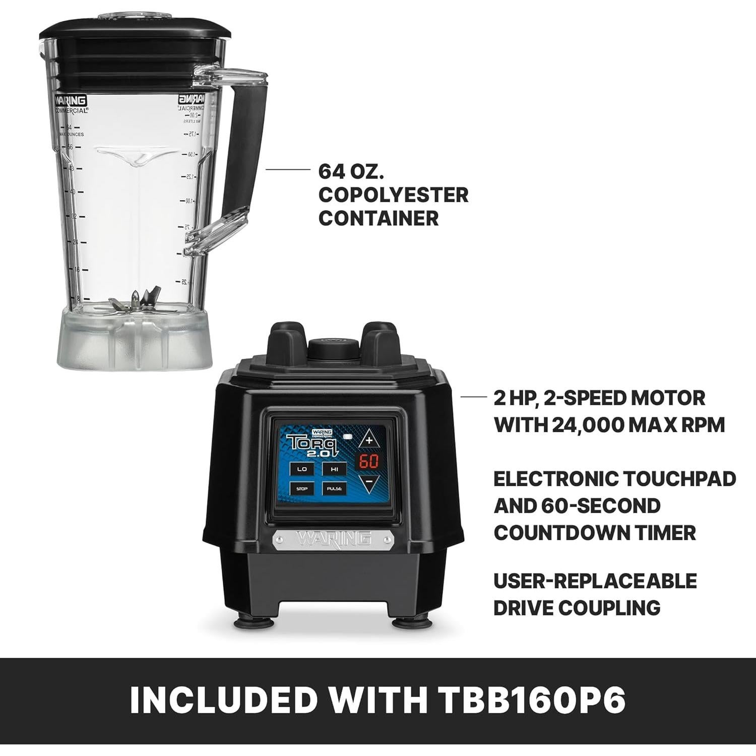 Licuadora Waring TBB160P6 2HP 64oz con Temporizador