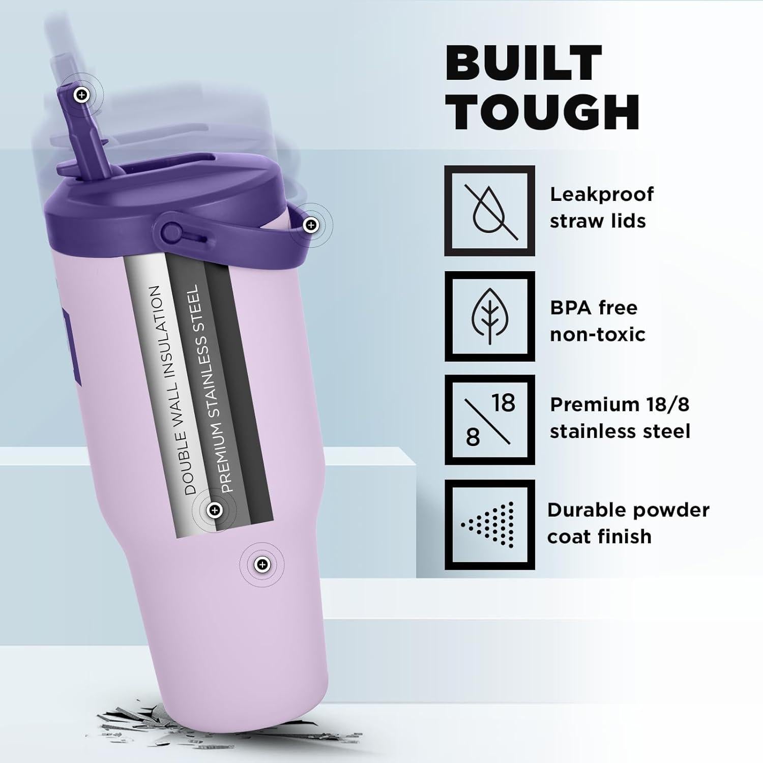 Vaso de Agua Aislado IRON °FLASK 30 Oz con Mango Plegable