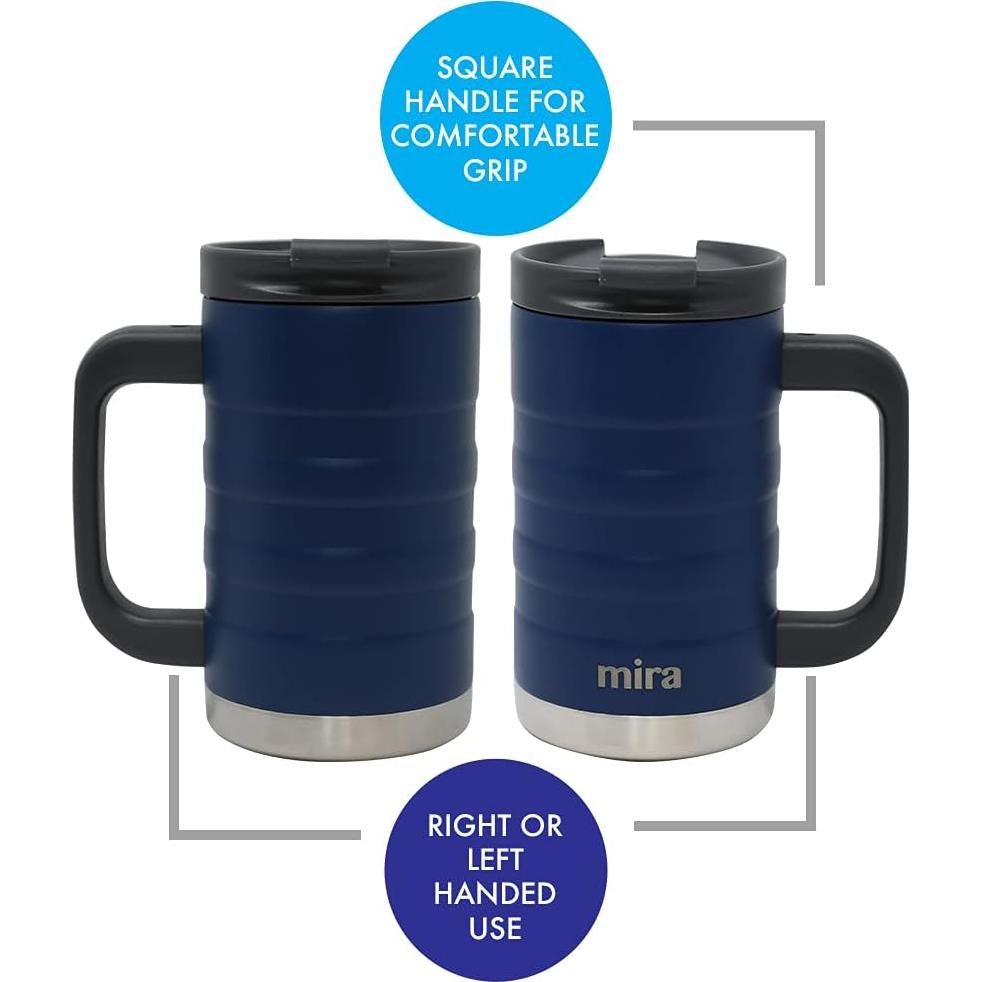 Taza de Café Aislada MIRA 414 ml Acero Inoxidable Azul