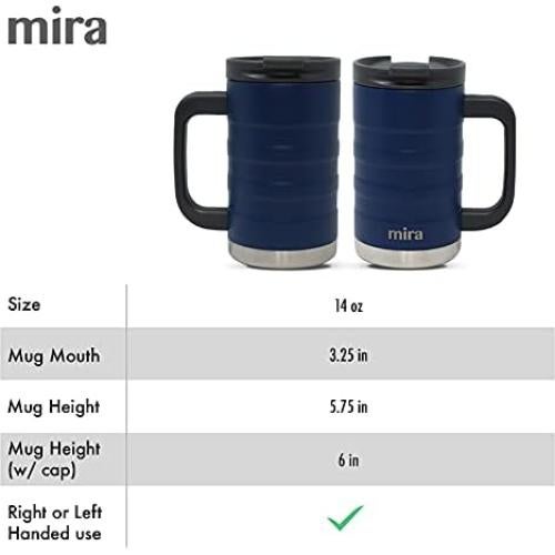 Taza de Café Aislada MIRA 414 ml Acero Inoxidable Azul