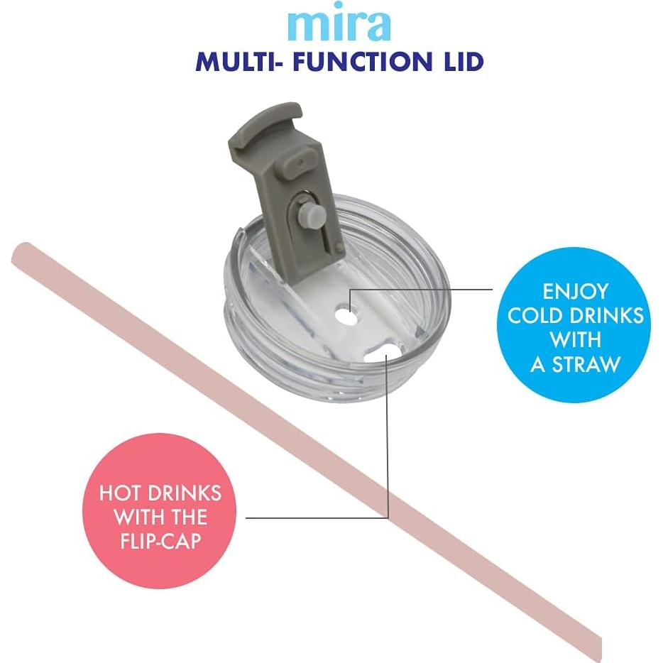 Vaso Aislado de Acero Inoxidable MIRA 20 oz Rosa con Tapa y Pajilla