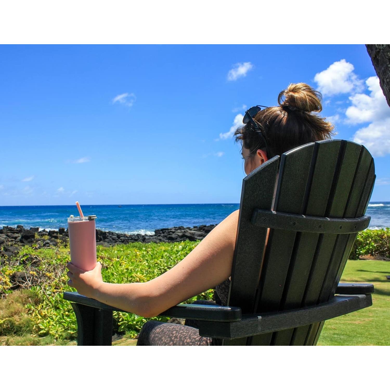 Vaso Aislado de Acero Inoxidable MIRA 20 oz Rosa con Tapa y Pajilla