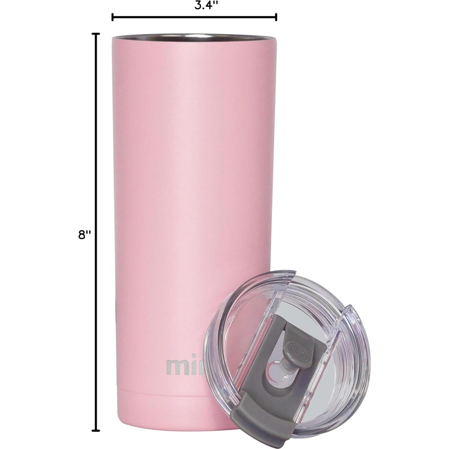 Vaso Aislado de Acero Inoxidable MIRA 20 oz Rosa con Tapa y Pajilla