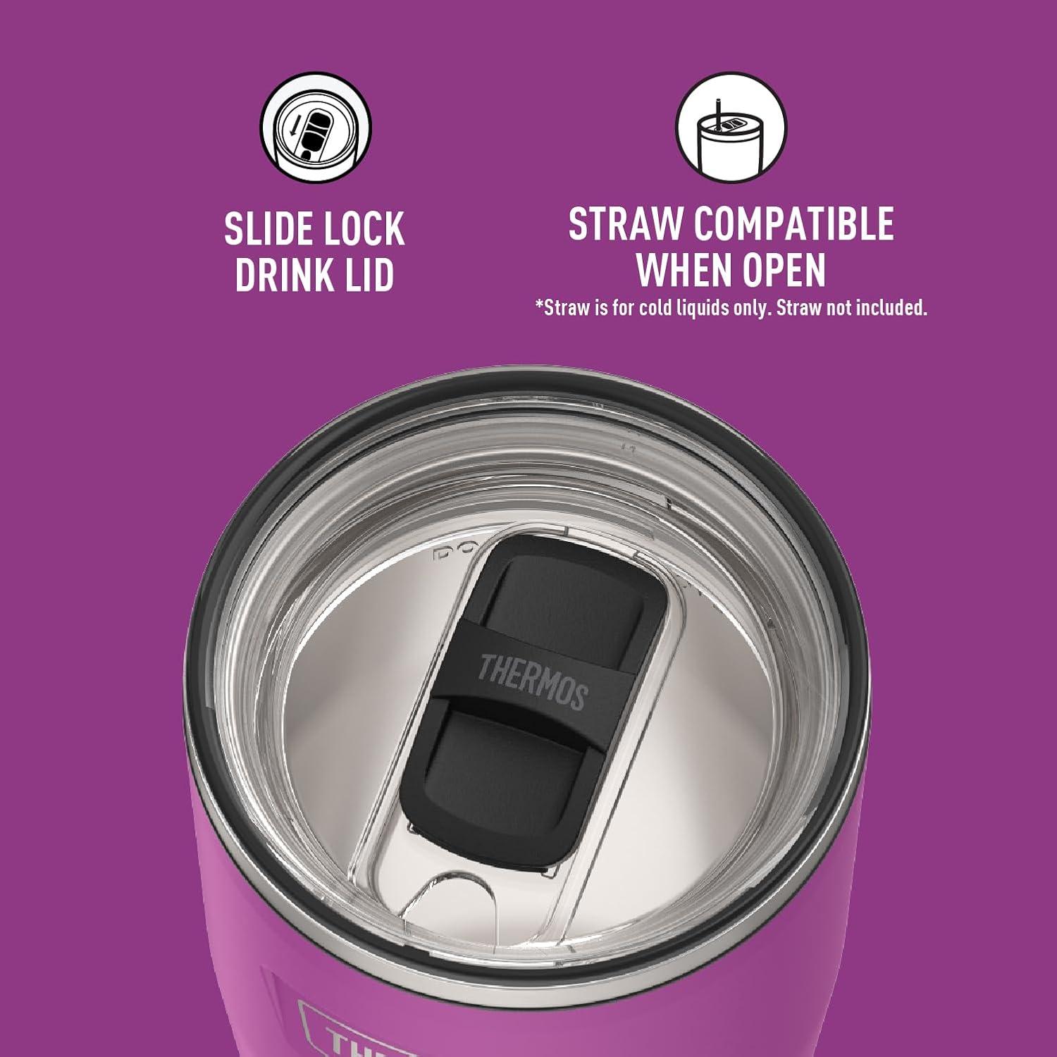 Vaso de Acero Inoxidable THERMOS 24oz Ciruela con Cierre Deslizante