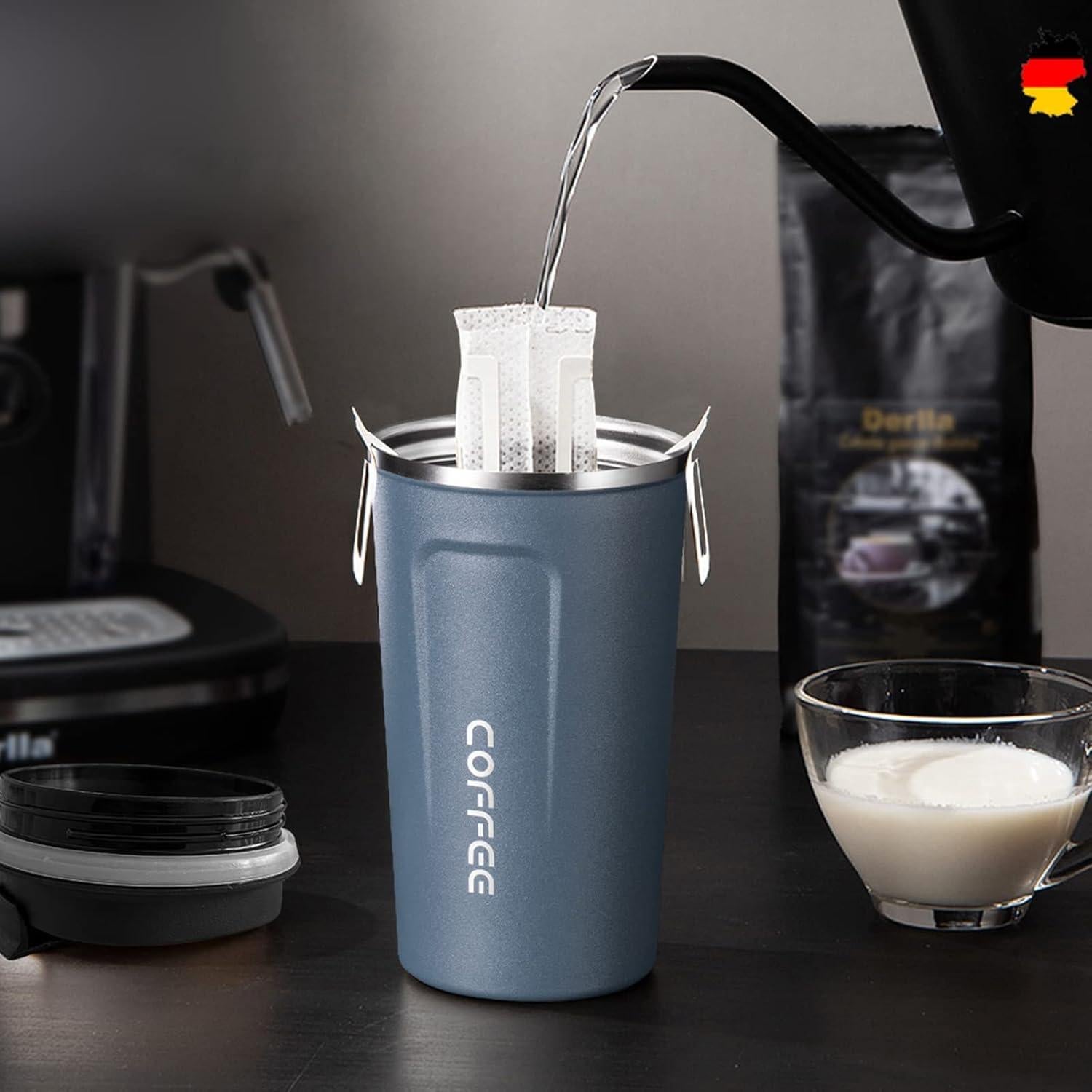 Taza de Café de Viaje MAGA 510ml Aislada Antiderrames Marfil