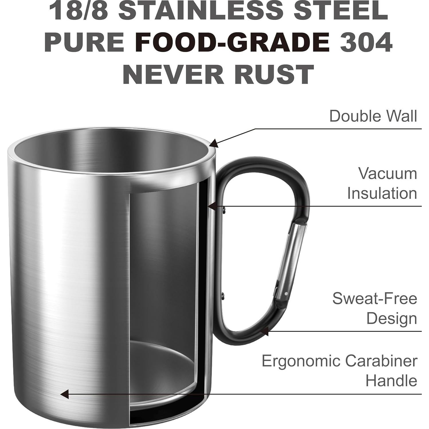 Taza de Camping OZMOJOO 269ml Acero Inoxidable Aislada