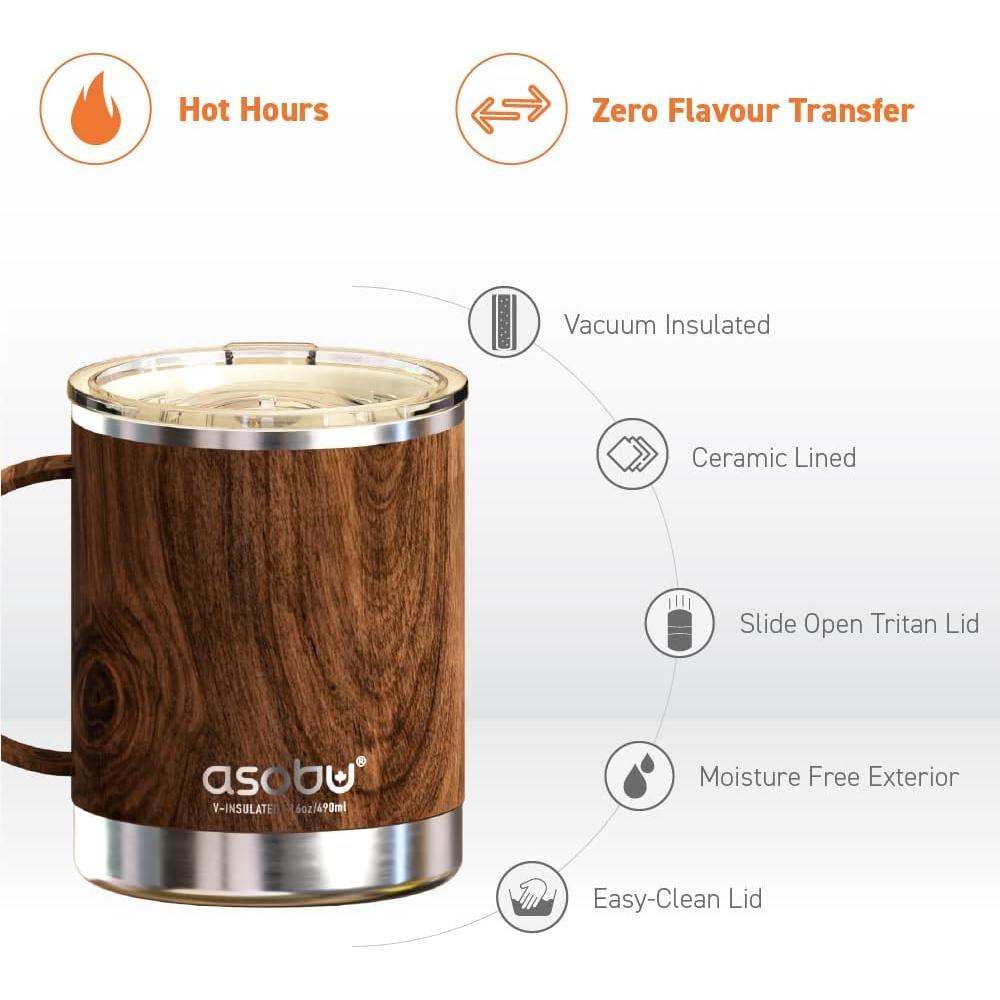 Taza de Acero Inoxidable Asobu Ultimate 0.34L con Recubrimiento Cerámico