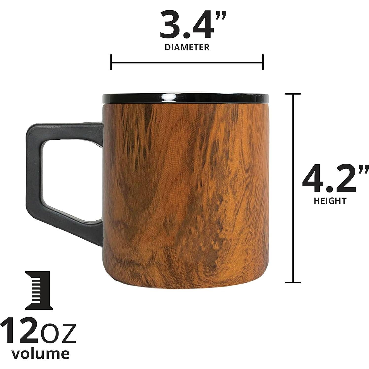 Taza de café aislada Elemental 12oz Teakwood con tapa