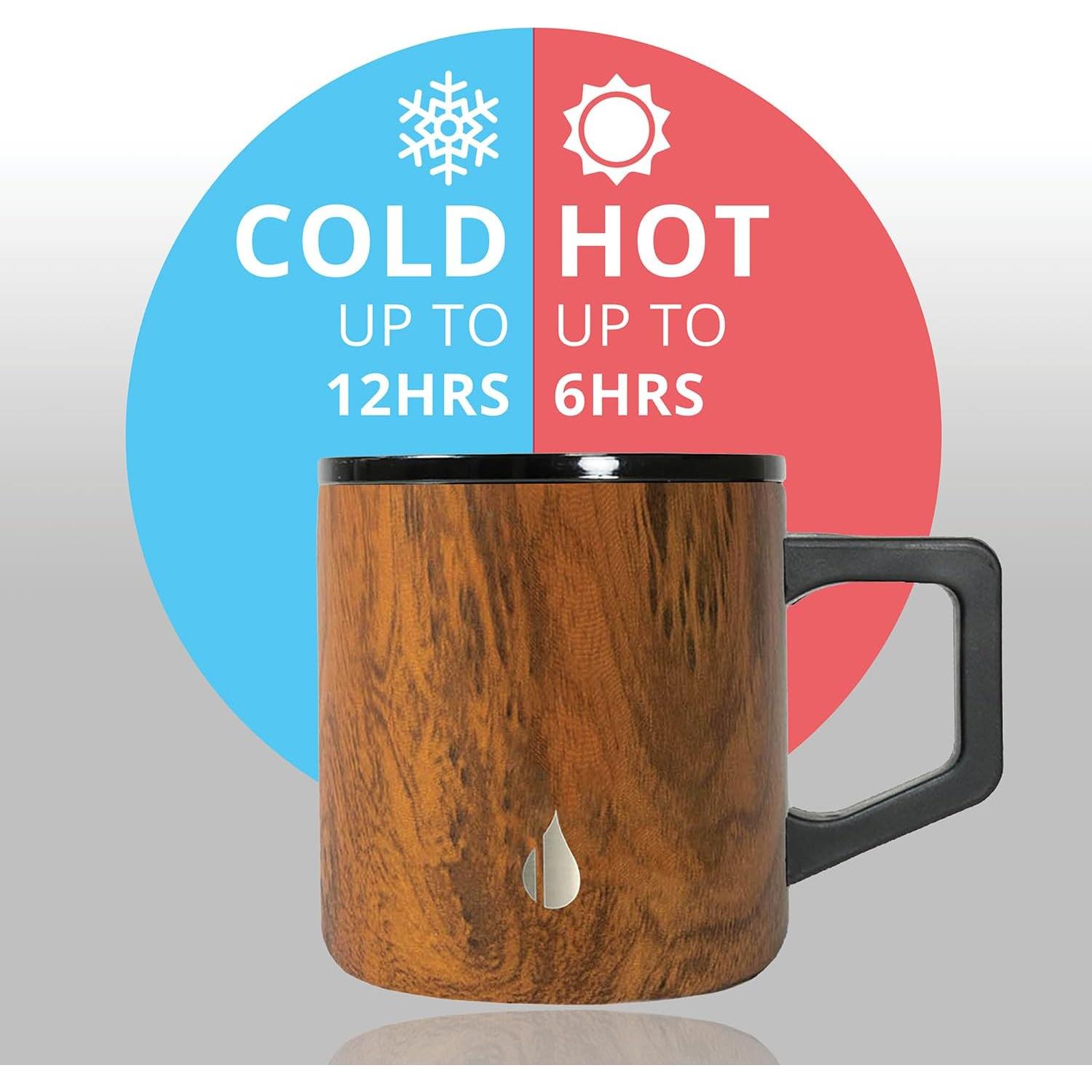 Taza de café aislada Elemental 12oz Teakwood con tapa