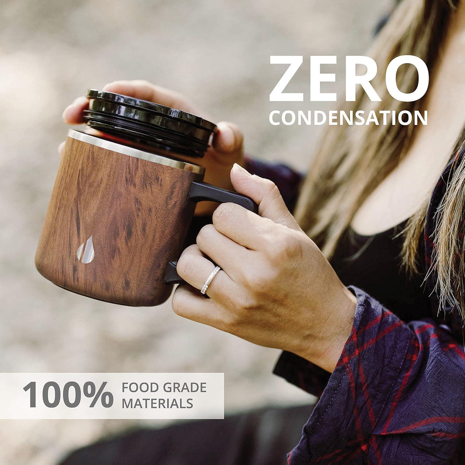 Taza de café aislada Elemental 12oz Teakwood con tapa