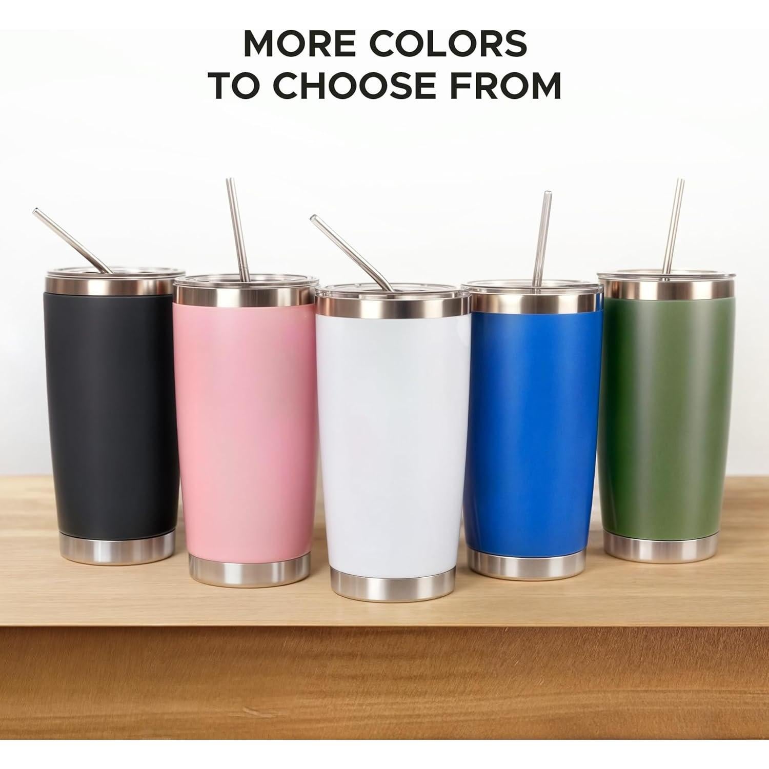 Set de 12 Vasos de Acero Inoxidable OMTech 20oz Verde Militar