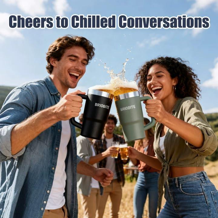 Taza de Cerveza Aislada BrioBite 25oz Verde Doble Pared