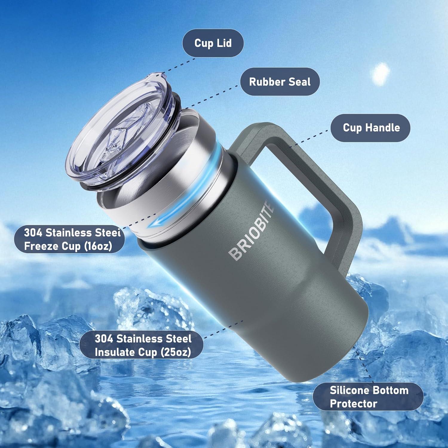 Taza de Cerveza Aislada BrioBite 25oz Verde Doble Pared