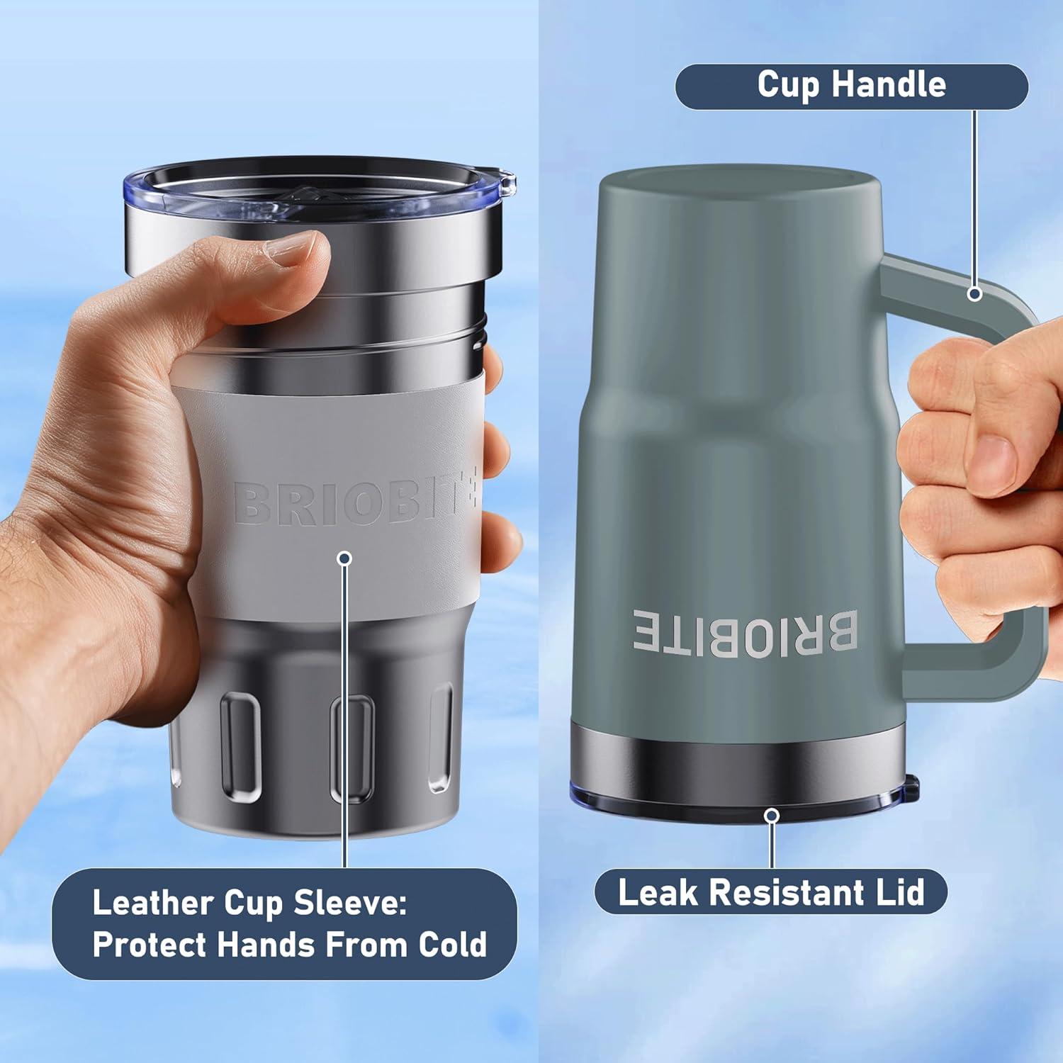 Taza de Cerveza Aislada BrioBite 25oz Verde Doble Pared