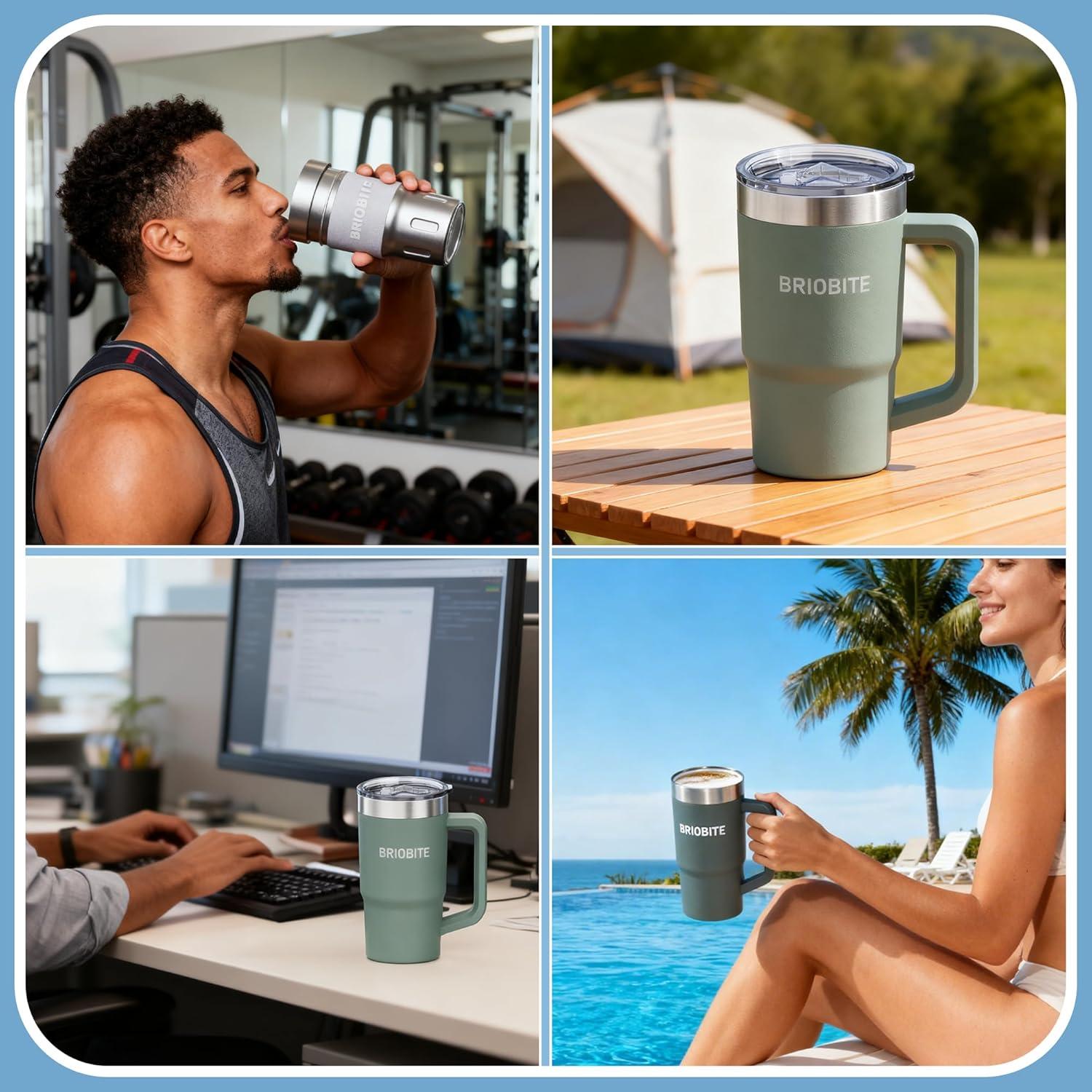 Taza de Cerveza Aislada BrioBite 25oz Verde Doble Pared