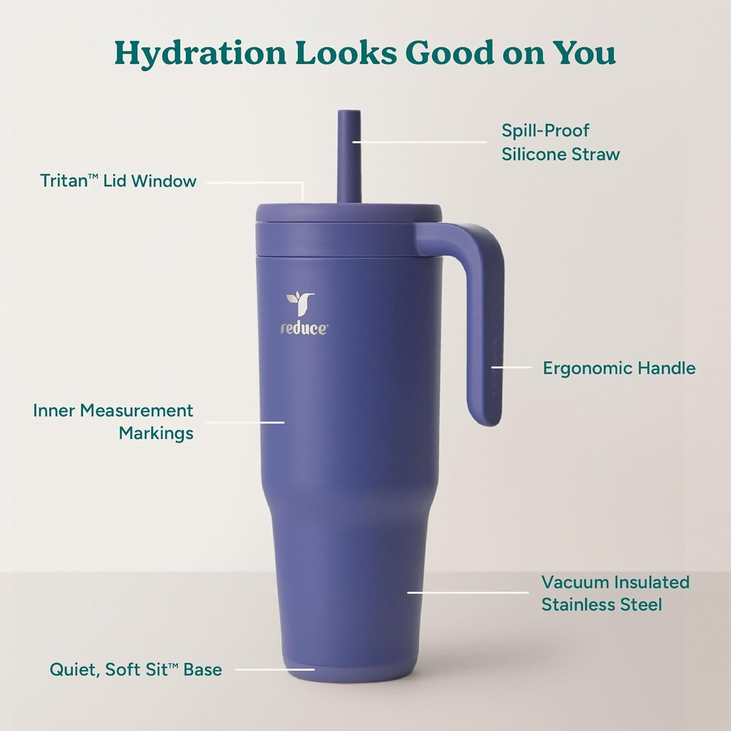 Taza Aislada REDUCE Chiller 40 oz con Popote Silicona Crepúsculo