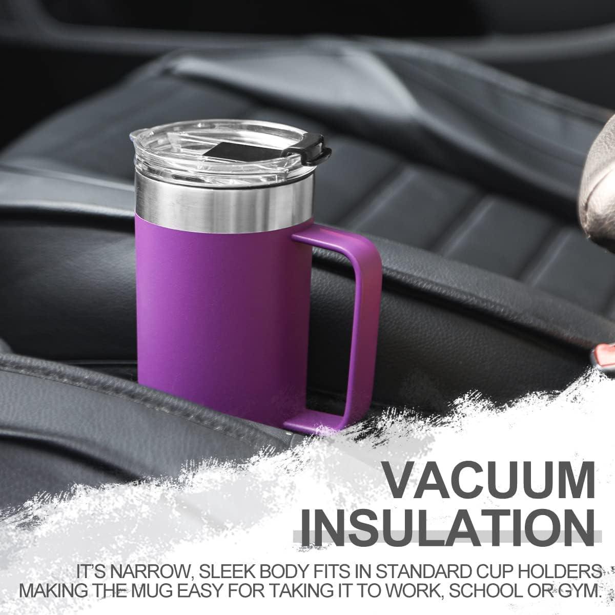 Taza de Acero Inoxidable 20 oz Aislada con Asa Púrpura